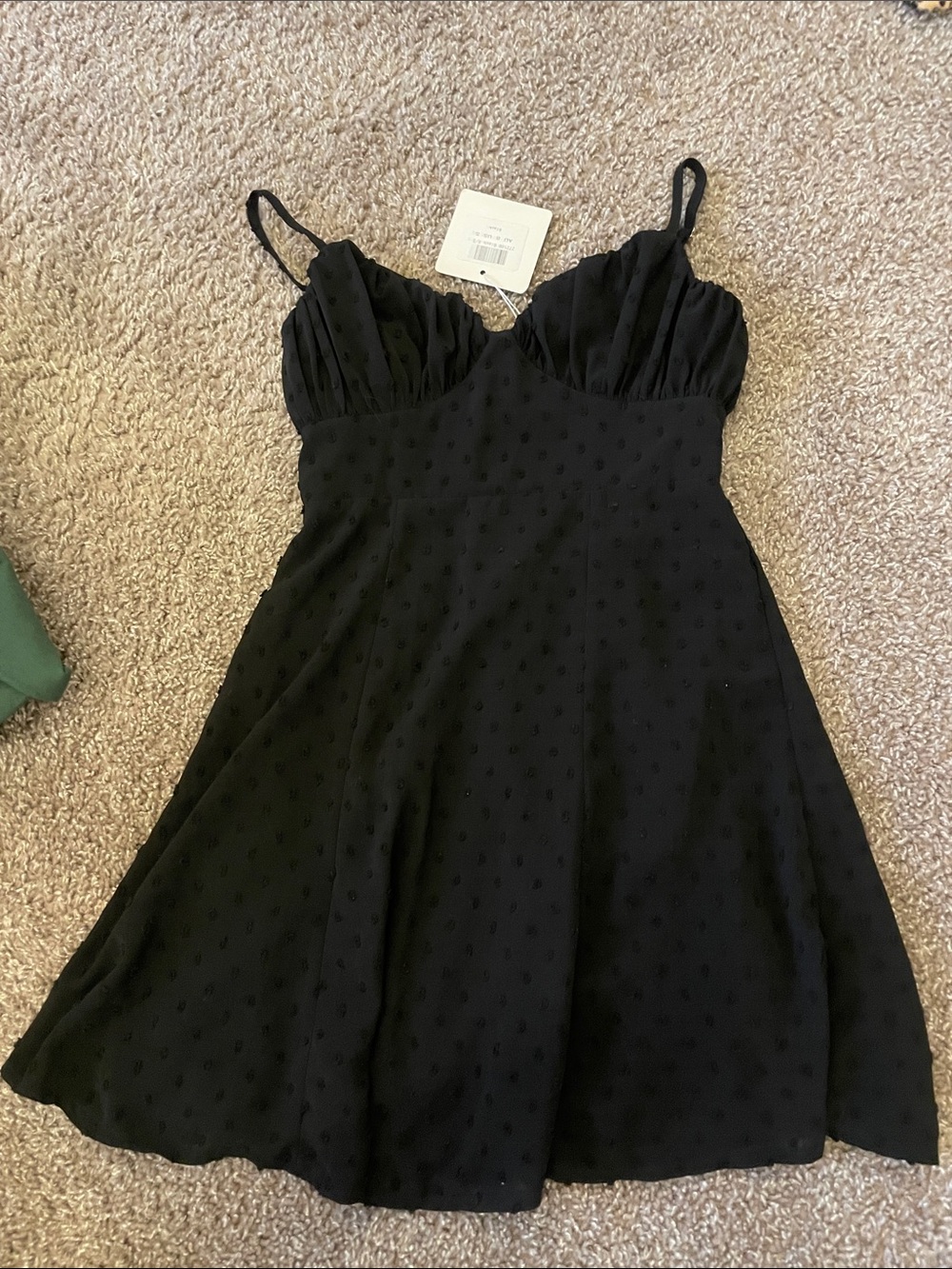 Selfie Leslie Black Polka Dot Spaghetti Strap Slip Dress
